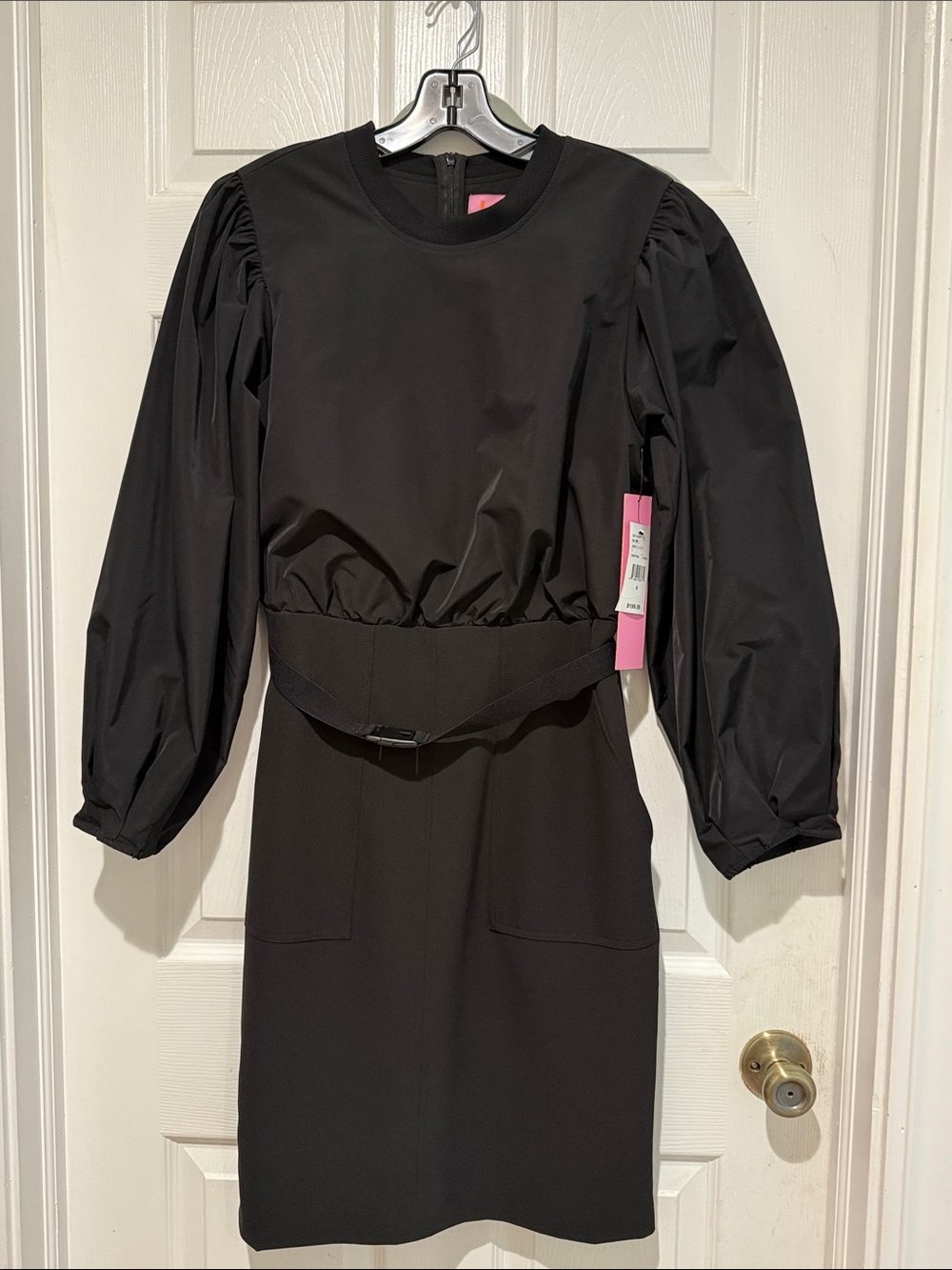 NWT LDT Black Puff Sleeve Sheath Dress Size 6 Career Cocktail MSRP $200